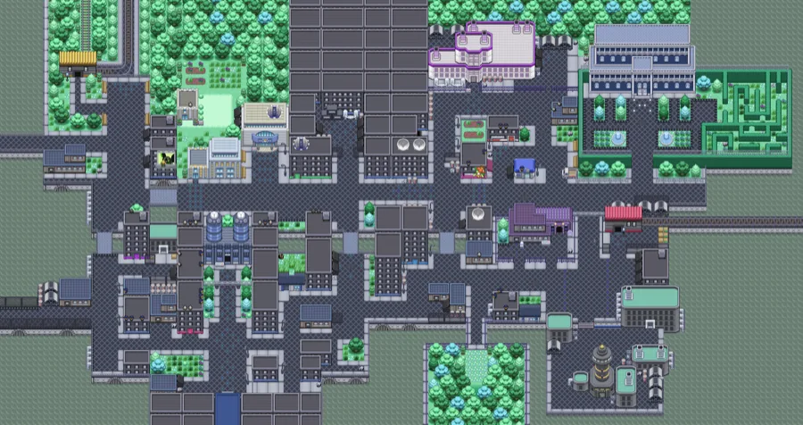 East Gearen City in Pokemon Rejuvenation — the player's first home base